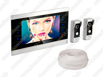 Комплект видеодомофона с двумя вызывными панелями HDcom S-104 + два блока вызова